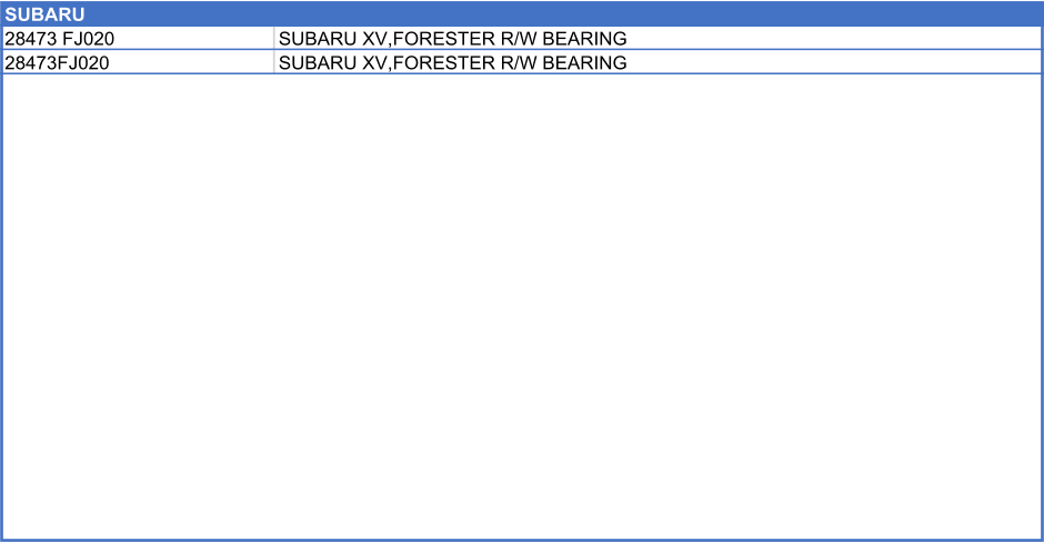 SUBARU       28473 FJ020 SUBARU XV,FORESTER R/W BEARING 28473FJ020 SUBARU XV,FORESTER R/W BEARING