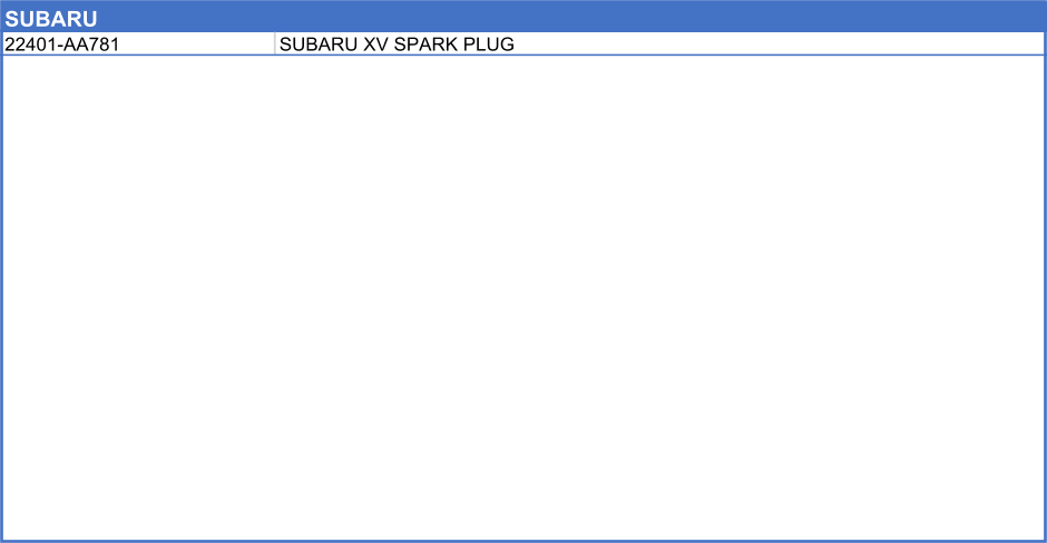 SUBARU                  22401-AA781 SUBARU XV SPARK PLUG